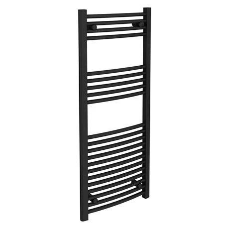 Toreno Black Curved W500 X H1200mm Heated Towel Rail 2 Toreno Black Curved W500 X H1200mm Heated Towel Rail - Image 2