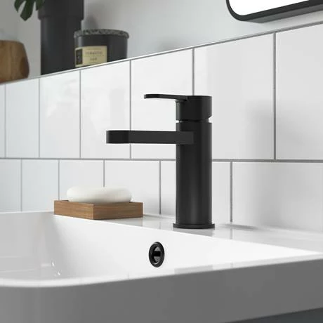 Toreno Round Black Mono Basin Mixer With Push Button Waste 2 Toreno Round Black Mono Basin Mixer With Push Button Waste - Image 2