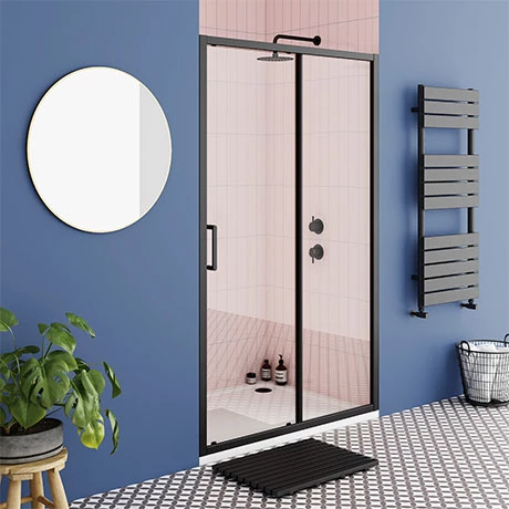 Toreno Matt Black 1100 X 1850 Sliding Shower Door 1 Toreno Matt Black 1100 X 1850 Sliding Shower Door