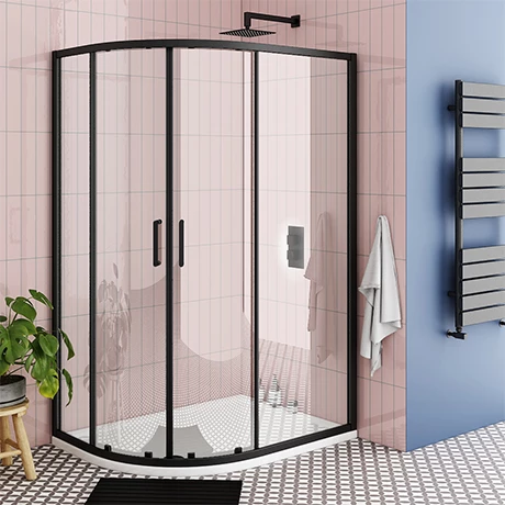 Toreno Matt Black 1200 X 800mm Offset Quadrant Shower Enclosure 1 Toreno Matt Black 1200 X 800mm Offset Quadrant Shower Enclosure