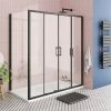 Toreno Matt Black 1400 X 700mm Double Sliding Door Shower Enclosure Without Tray