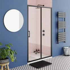 Toreno Matt Black 1400 X 1850 Sliding Shower Door