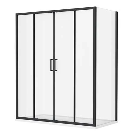 Toreno Matt Black 1700 X 800mm Double Sliding Door Shower Enclosure Without Tray 3 Toreno Matt Black 1700 X 800mm Double Sliding Door Shower Enclosure Without Tray - Image 3