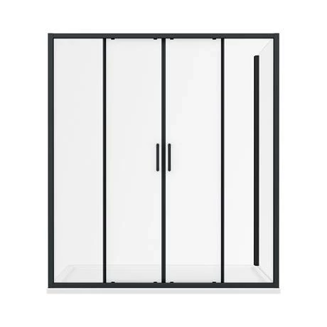 Toreno Matt Black 1700 X 800mm Double Sliding Door Shower Enclosure + Pearlstone Tray 5 Toreno Matt Black 1700 X 800mm Double Sliding Door Shower Enclosure + Pearlstone Tray - Image 5