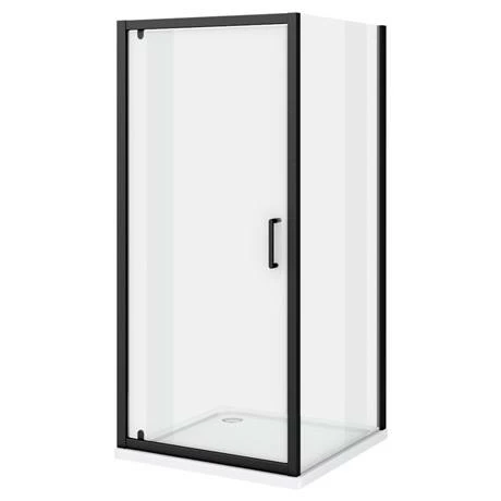 Toreno Matt Black 760 X 760mm Pivot Door Shower Enclosure + Pearlstone Tray 4 Toreno Matt Black 760 X 760mm Pivot Door Shower Enclosure + Pearlstone Tray - Image 4