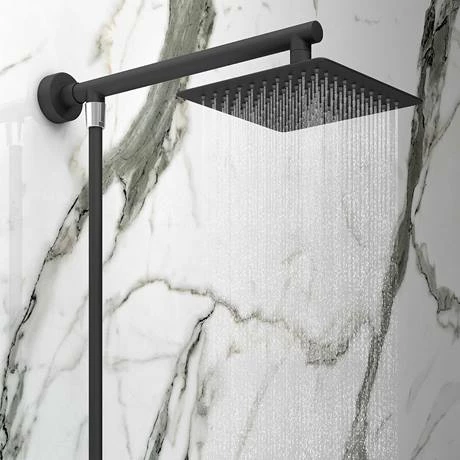 Toreno Modern Black Chrome Bath Shower Mixer Tap Incl. Overhead Rainfall Shower Head 2 Toreno Modern Black Chrome Bath Shower Mixer Tap Incl. Overhead Rainfall Shower Head - Image 2