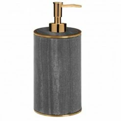 Toreno Grey Marble Brass Effect Lotion/Soap Dispenser