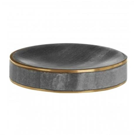Toreno Grey Marble Brass Effect Soap Dish 2 Toreno Grey Marble Brass Effect Soap Dish - Image 2