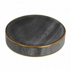 Toreno Grey Marble Brass Effect Soap Dish