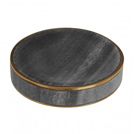 Toreno Grey Marble Brass Effect Soap Dish 1 Toreno Grey Marble Brass Effect Soap Dish