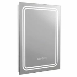 Toreno 500x700mm LED Illuminated Mirror Inc. Anti-Fog, Digital Clock & Touch Sensor - MIR020 -Toreno Shop MIR020 D2 460