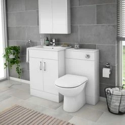 Toreno 1100mm Gloss White Vanity Unit Bathroom Suite - Depth 400/200mm -Toreno Shop MOD1100PAN d5 460