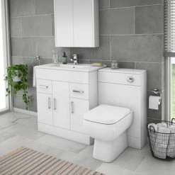 Toreno 1300mm Gloss White Vanity Unit Bathroom Suite - Depth 400/200mm 11 Toreno 1300mm Gloss White Vanity Unit Bathroom Suite - Depth 400/200mm -Toreno Shop MOD1300 n d1 460