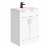 Toreno 600 Basin Unit - High Gloss White With Matt Pink Mid Edged Basin
