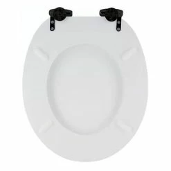 Toreno High Gloss White MDF Bottom Fixing Toilet Seat Matt Black Hinges -Toreno Shop MSC020 N MB d2 460
