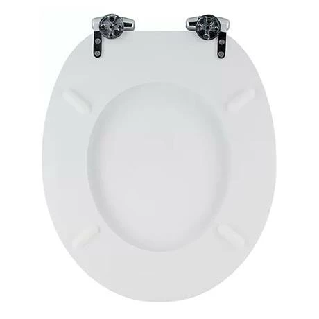 Toreno High Gloss White MDF Bottom Fixing Soft Close Toilet Seat With Chrome Hinges 3 Toreno High Gloss White MDF Bottom Fixing Soft Close Toilet Seat With Chrome Hinges - Image 3