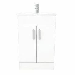Toreno Small Vanity Sink With Cabinet - 500mm Modern High Gloss White -Toreno Shop MV500 D5 460