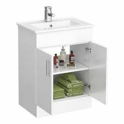 Toreno Vanity Sink With Cabinet - 600mm Modern High Gloss White 9 Toreno Vanity Sink With Cabinet - 600mm Modern High Gloss White -Toreno Shop MV600 n d1 460