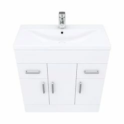 Toreno Basin Unit - 800mm Modern High Gloss White With Mid Edged Basin -Toreno Shop MVME800 D3 460 1