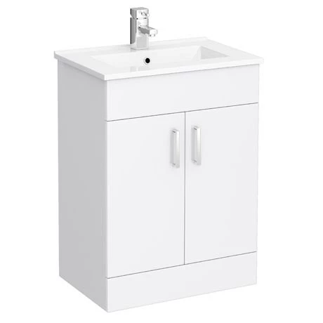 Toreno Vanity Sink With Cabinet - 600mm Modern High Gloss White 1 Toreno Vanity Sink With Cabinet - 600mm Modern High Gloss White