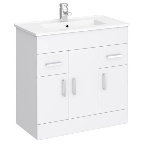 Toreno Vanity Sink With Cabinet - 800mm Modern High Gloss White 1 Toreno Vanity Sink With Cabinet - 800mm Modern High Gloss White