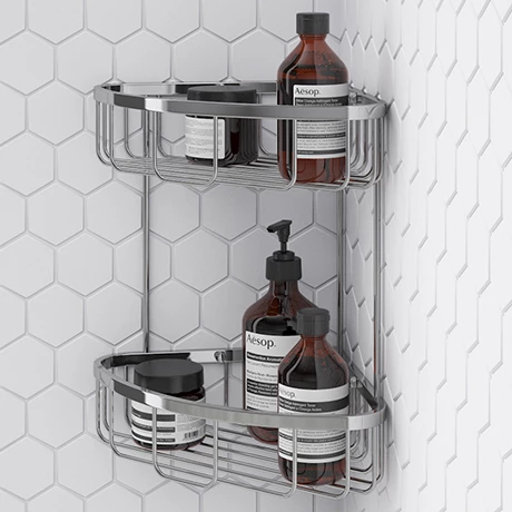 Toreno Modern 2 Tier Corner Fixed Wire Basket 1 Toreno Modern 2 Tier Corner Fixed Wire Basket