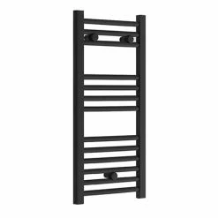 Toreno Black W300 X H800mm Heated Towel Rail - Straight
