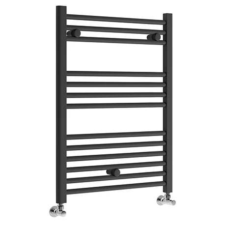 Toreno Black W600 X H800mm Heated Towel Rail - Straight 1 Toreno Black W600 X H800mm Heated Towel Rail - Straight
