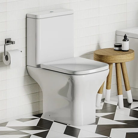 Toreno Square Rimless Close Coupled Toilet + Soft Close Seat 1 Toreno Square Rimless Close Coupled Toilet + Soft Close Seat
