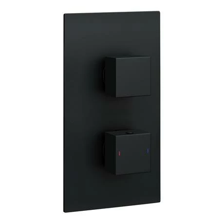 Toreno Matt Black Wall Mounted Waterfall Bath Filler + Concealed Thermostatic Valve 3 Toreno Matt Black Wall Mounted Waterfall Bath Filler + Concealed Thermostatic Valve - Image 3