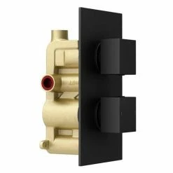 Toreno Matt Black Wall Mounted Waterfall Bath Filler + Concealed Thermostatic Valve 10 Toreno Matt Black Wall Mounted Waterfall Bath Filler + Concealed Thermostatic Valve -Toreno Shop TWMCTV BLK n detail3 460
