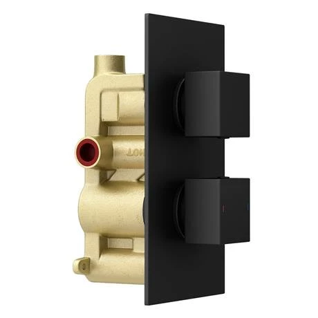 Toreno Matt Black Wall Mounted Waterfall Bath Filler + Concealed Thermostatic Valve 5 Toreno Matt Black Wall Mounted Waterfall Bath Filler + Concealed Thermostatic Valve - Image 5
