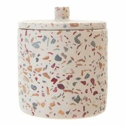 Toreno Terrazzo-Effect Concrete Cotton Jar With Lid