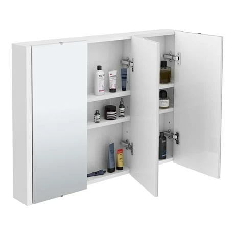 Toreno 3-Door Mirror Cabinet (Minimalist White - 900mm Wide) 2 Toreno 3-Door Mirror Cabinet (Minimalist White - 900mm Wide) - Image 2