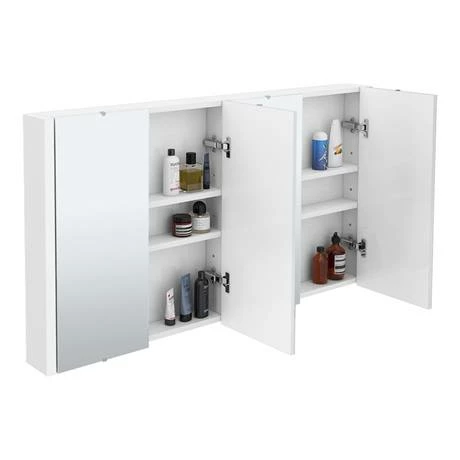 Toreno White Minimalist 4 Door Mirror Cabinet - W1200 X D110mm 3 Toreno White Minimalist 4 Door Mirror Cabinet - W1200 X D110mm - Image 3